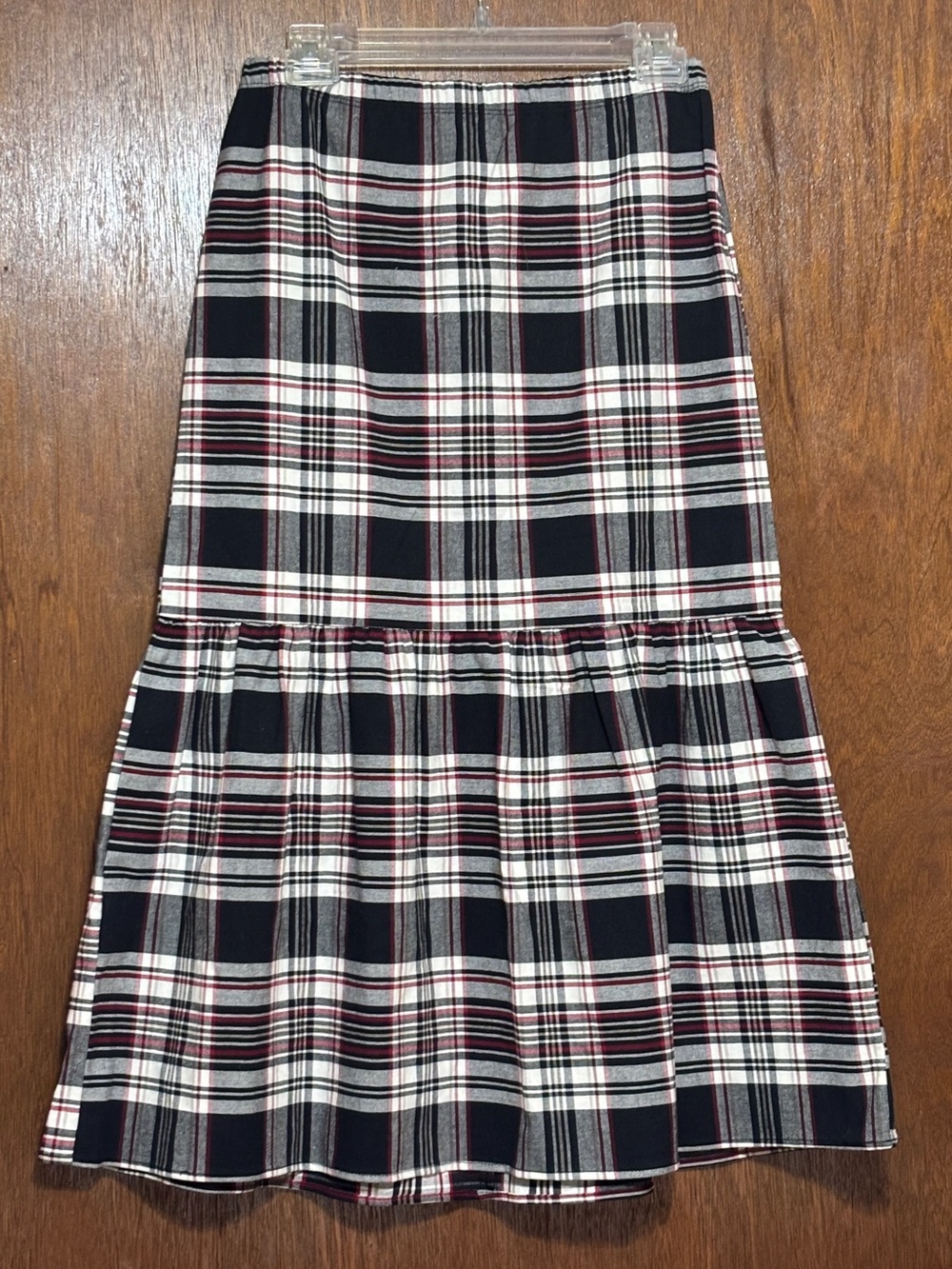 Urban Renewal Black, White & Red Plaid Tiered Midi Skirt NWT. Size M